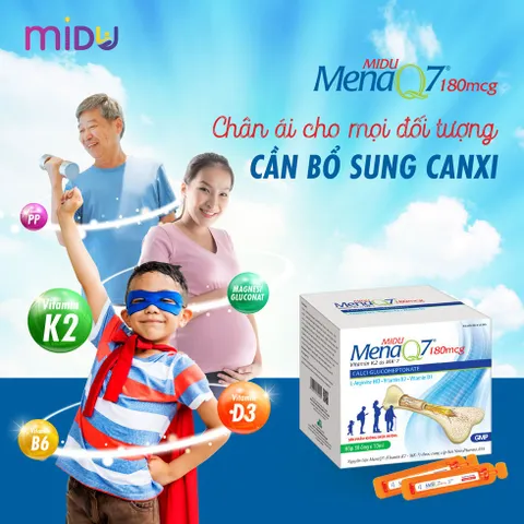 Siro Tăng Chiều Cao Midu MenaQ7 180mcg - Hỗ Trợ Phát Triển Chiều Cao Tối Ưu Cho Trẻ Em Và Người Lớn, Bổ Sung Vitamin K2, Canxi, Vitamin D3