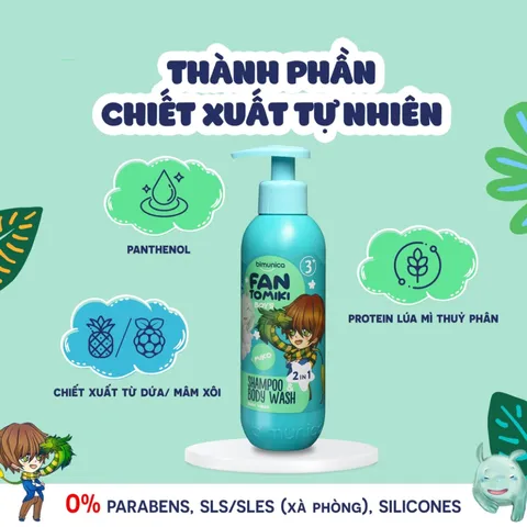 Sữa Tắm Gội 2in1 Bimunica Fantomiki Cho Bé Từ 3 Tuổi - Giải Pháp Cho Da Nhạy Cảm, Hương Thơm Dịu Dàng, Chất Lượng Cao
