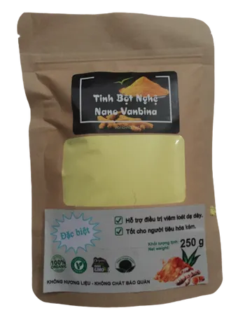 Tinh Bột Nghệ Nano Hữu Cơ Vanbina 250g - Hỗ Trợ Tiêu Hóa, Làm Đẹp Da, Giảm Cân Hiệu Quả từ Nghệ Tươi Tây Nguyên