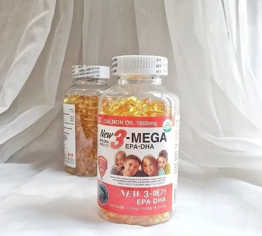 Viên Uống Dầu Cá Hồi Omega 3 Salmon Oil New 3 – Mega 1000mg, Hỗ Trợ Sức Khỏe Não Bộ, Thị Lực và Làn Da - Hộp 300 Viên