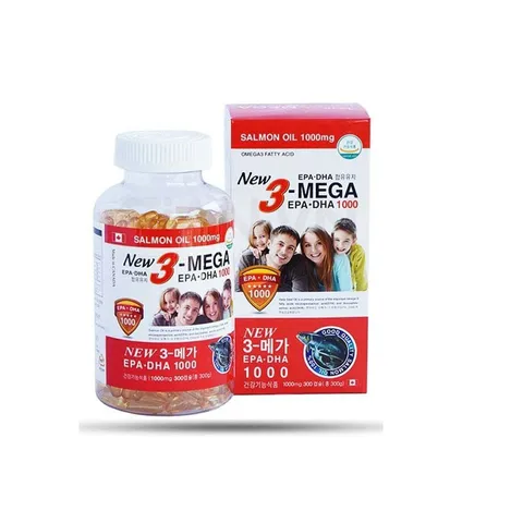 Viên Uống Dầu Cá Hồi Omega 3 Salmon Oil New 3 – Mega 1000mg, Hỗ Trợ Sức Khỏe Não Bộ, Thị Lực và Làn Da - Hộp 300 Viên