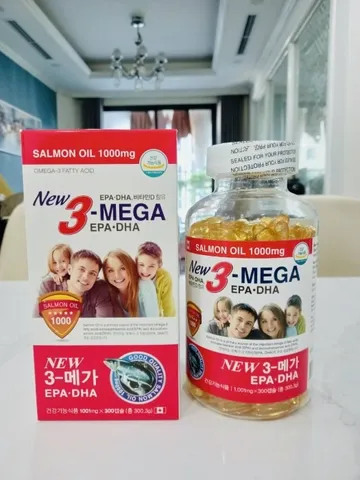Viên Uống Dầu Cá Hồi Omega 3 Salmon Oil New 3 – Mega 1000mg, Hỗ Trợ Sức Khỏe Não Bộ, Thị Lực và Làn Da - Hộp 300 Viên