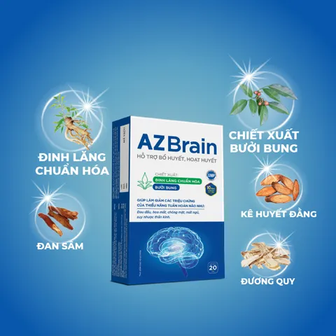 Viên Uống Hỗ Trợ Não Bộ AZBrain - Tăng Cường Trí Nhớ, Cải Thiện Giấc Ngủ - Chiết Xuất Từ Thảo Dược Tự Nhiên Hộp 20 Viên