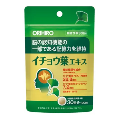 Viên uống hỗ trợ não Orihiro Ginkgo Biloba Nhật Bản - Tăng cường trí nhớ, cải thiện hoạt động não bộ, 120 viên dưỡng não tự nhiên