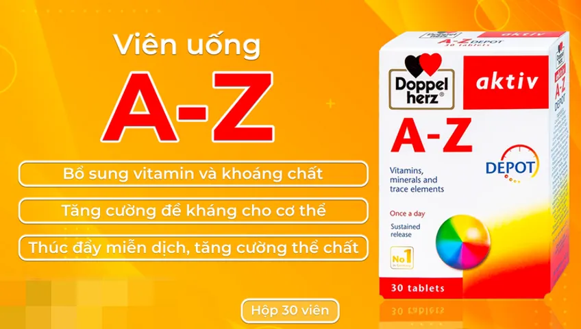 Viên Vitamin Tổng Hợp và Khoáng Chất Doppelherz Aktiv A-Z Depot - Cung Cấp 25 Vitamin Thiết Yếu Cho Trẻ Trên 10 Tuổi, Tăng Cường Đề Kháng