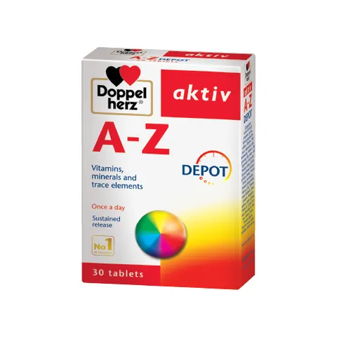 Viên Vitamin Tổng Hợp và Khoáng Chất Doppelherz Aktiv A-Z Depot - Cung Cấp 25 Vitamin Thiết Yếu Cho Trẻ Trên 10 Tuổi, Tăng Cường Đề Kháng