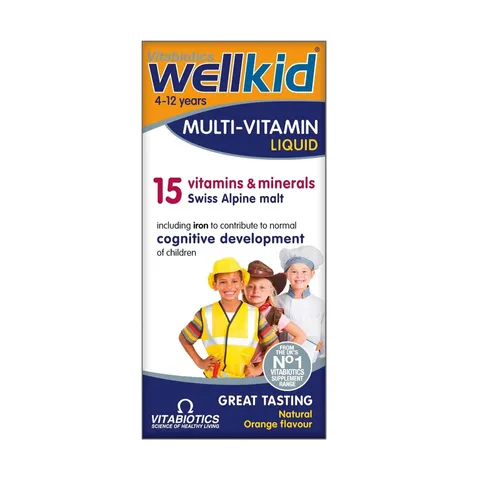 Siro Wellkid Multivitamin Liquid 150ml - Vitamin tổng hợp cho trẻ từ 4-12 tuổi, tăng cường sức đề kháng và phát triển toàn diện