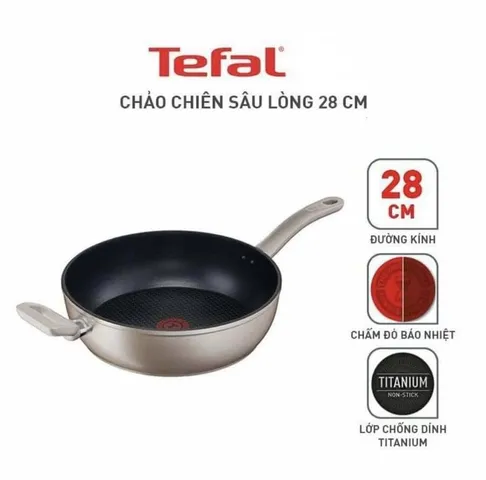 Chảo Chống Dính Sâu Lòng Tefal Sensations 28cm - Đa Năng, Chất Liệu Hợp Kim Nhôm, Phù Hợp Với Bếp Từ, Gas, Hồng Ngoại