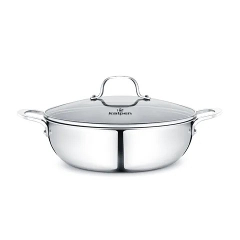 Chảo Xào Inox 304 Kalpen Đúc Liền và Xửng Hấp 3 Nấc - Bộ Đa Năng Cho Món Xào, Nấu, Hấp Thực Phẩm An Toàn, Tiện Lợi