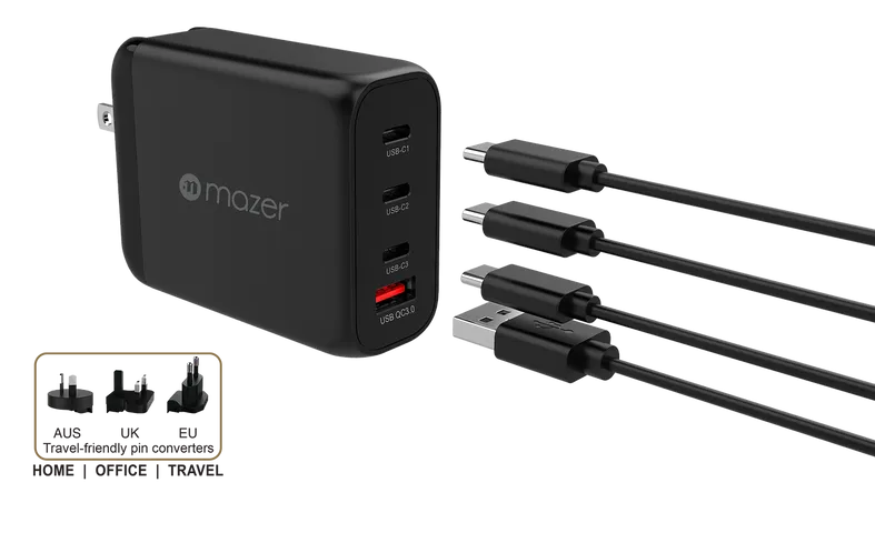 Củ sạc nhanh Mazer Infinite Boost GAN120W 4 cổng USB-C & USB-A - Sạc nhanh công nghệ GaN, nhỏ gọn và hiệu quả cao