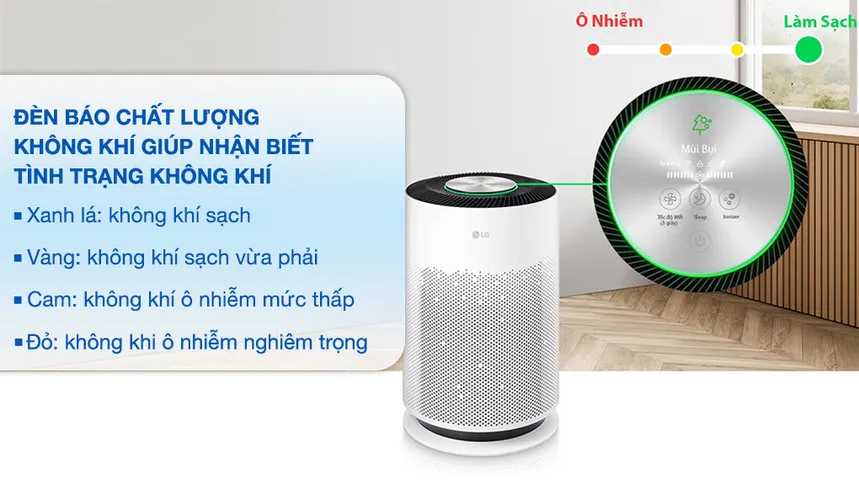 Máy lọc không khí LG PuriCare 360 Hit AS60GHWG0 - Bộ lọc HEPA 3 lớp, Công nghệ Inverter, Lọc bụi mịn PM0.01, Phù hợp phòng 60m2