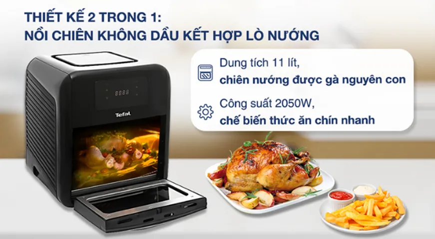 Nồi Chiên Không Dầu Đa Năng Tefal FW501815 - Dung Tích 11 Lít, Hẹn Giờ Tự Động, 9 Chương Trình Nấu Tiện Lợi