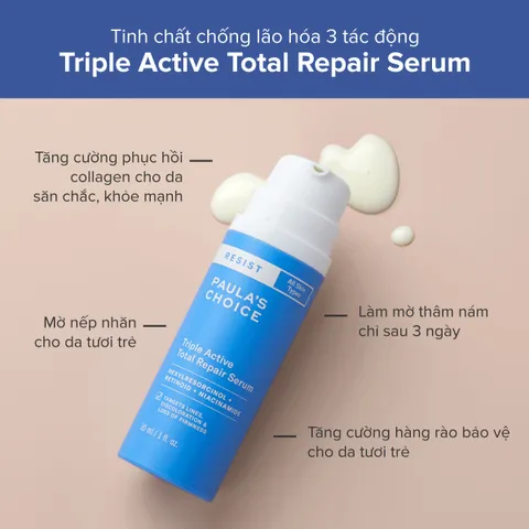 Serum Trẻ Hóa Da 3 Tác Động Paula’s Choice Triple Active - Giảm Nếp Nhăn, Mờ Thâm Nám, Chống Lão Hóa, 30ml