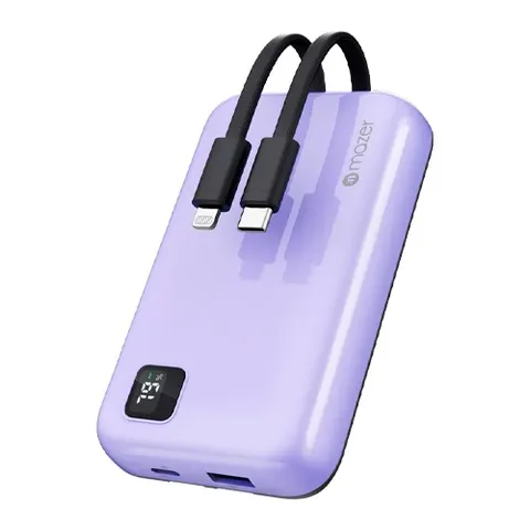 Sạc Dự Phòng Mazer SuperMINI-Pocket Power.Link Trio 10.000mAh - Pin Nhỏ Gọn Tích Hợp Cáp Lightning & USB-C, Sạc Nhanh 22W