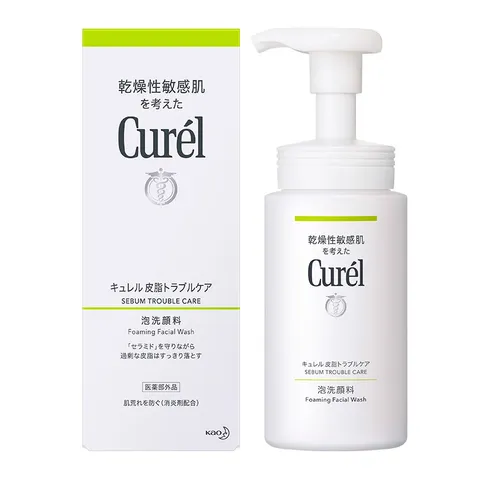 Sữa Rửa Mặt Dạng Bọt Curél Sebum Care 150ml - Kiểm Soát Nhờn, Ngừa Mụn, Cho Da Dầu, Da Nhạy Cảm