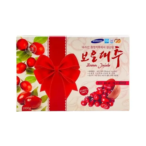 Táo Đỏ Hàn Quốc Samsung Boeun Jujube Sấy Khô Hộp Nơ - Giàu Vitamin, Tăng Cường Sức Khỏe, Quà Tặng Ý Nghĩa 1kg