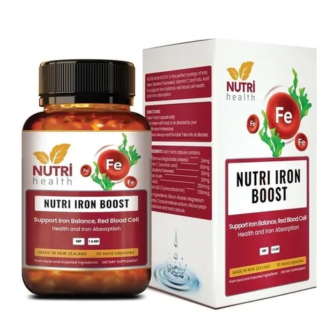 Viên uống bổ sung sắt hữu cơ Nutri Iron Boost - Hỗ trợ tạo hồng cầu từ tảo biển, dễ hấp thu, lành tính cho phụ nữ mang thai và cho con bú