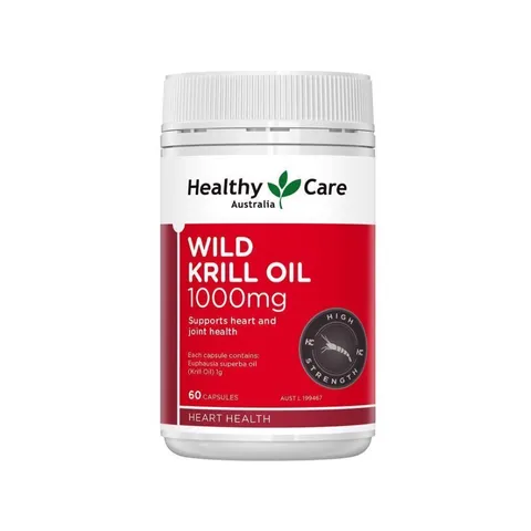 Viên uống dầu nhuyễn thể Healthy Care Wild Krill Oil 1000mg - Bổ sung Omega-3, hỗ trợ sức khỏe tim mạch và khớp, chống oxy hóa hiệu quả