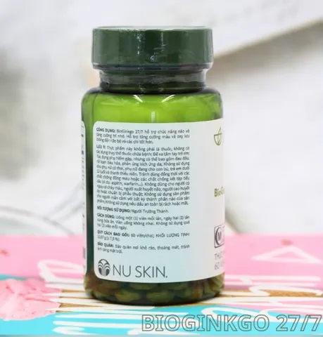 Viên uống hỗ trợ não bộ Pharmanex Bioginkgo 27/7 - Chiết xuất lá bạch quả, tăng cường trí nhớ và khả năng tập trung, 60 viên Mỹ
