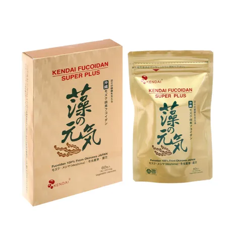 Viên uống hỗ trợ sức khỏe Kendai Fucoidan Super Plus - Tảo biển Mozuku Okinawa, nấm linh chi, tăng cường sức đề kháng, hộp 60 viên