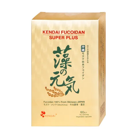 Viên uống hỗ trợ sức khỏe Kendai Fucoidan Super Plus - Tảo biển Mozuku Okinawa, nấm linh chi, tăng cường sức đề kháng, hộp 60 viên