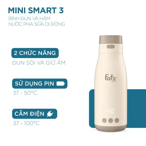 Bình Đun và Hâm Nước Pha Sữa Fatzbaby Mini Smart 3 FB3621FD - Thiết Kế Nhỏ Gọn, Chức Năng Đun Sôi và Giữ Nhiệt Độ Thông Minh