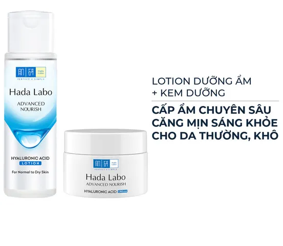 Bộ Đôi Hada Labo Advanced Nourish - Dưỡng Ẩm Tối Ưu Cho Da Thường, Khô (Lotion 170ml & Kem Dưỡng 50g) - Giúp Làm Mềm Mịn, Cấp Ẩm Hiệu Quả