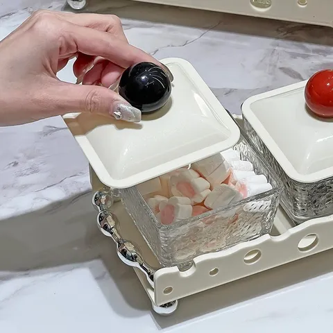 Bộ Hũ Đựng Bánh Mứt Kẹo Bằng Gốm Sứ & Thủy Tinh Cao Cấp - Sang Trọng, Tối Giản, Thân Thiện Môi Trường, Quà Tặng Hoàn Hảo