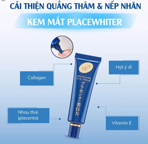 Kem Dưỡng Mắt Meishoku Placenta - Kem Trị Thâm Quầng Mắt, Giảm Bọng Mắt, Làm Sáng Da, Dưỡng Ẩm, Xuất Xứ Nhật Bản, 30g