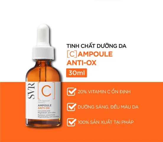 Serum SVR C Ampoule Anti-Ox - Tinh Chất Làm Sáng Da 30ml, Giàu 20% Vitamin C, Trẻ Hóa Da, Chống Lão Hóa, Pháp
