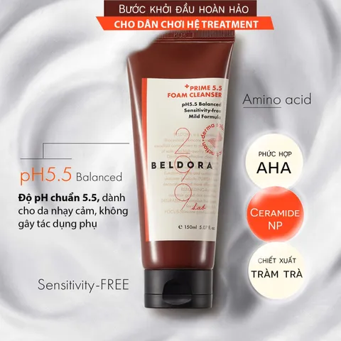 Sữa Rửa Mặt Beldora 299 Prime 5.5 Cho Da Nhạy Cảm - Dưỡng Da Khỏe Mạnh, Ngăn Ngừa Mụn, Chiết Xuất Tràm Tràm, 150ml