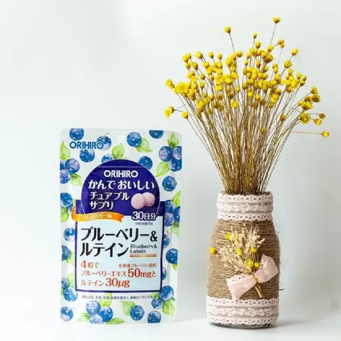 Viên bổ sung Blueberry và Lutein Orihiro Nhật Bản - Hỗ trợ sức khỏe mắt, cải thiện thị lực, viên nhai vị việt quất ngon miệng