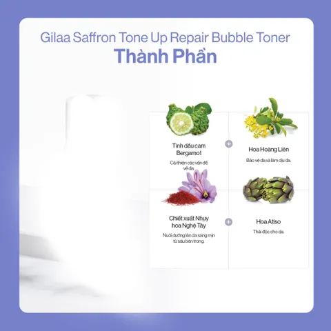 Bộ Dưỡng Trắng Da Gilaa Saffron Tone Up - Toner và Tinh Chất Dưỡng Sáng Da, Chăm Sóc Da Toàn Diện, Cấp Ẩm Hiệu Quả