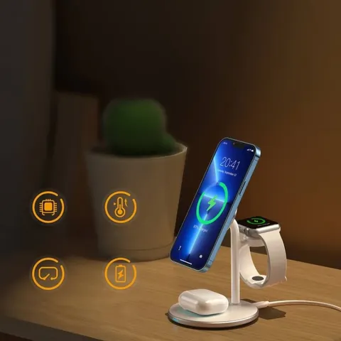 Đế sạc không dây Choetech T585-F Magleap Duo 3in1 15W cho iPhone, AirPods, Apple Watch - Sạc nhanh tiện lợi, tiết kiệm diện tích