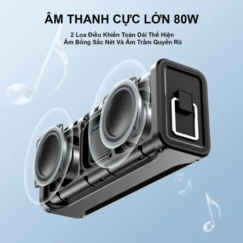 Loa Bluetooth Sounarc M1 80W Kèm 2 Micro Karaoke - Chất Lượng Âm Thanh Tuyệt Vời, Kết Nối Bluetooth 5.0, Pin 8000mAh, Khả Năng Kháng Nước IPX6