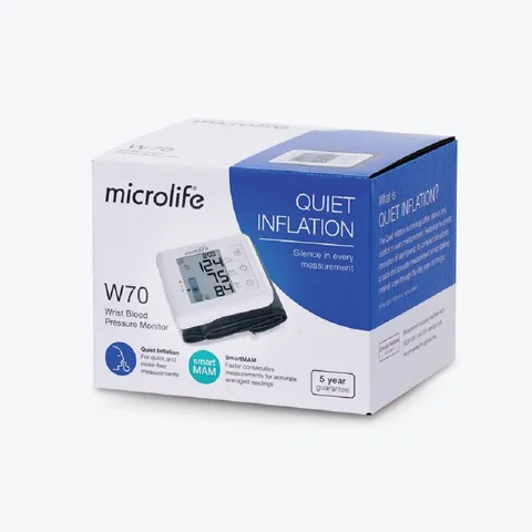 Máy Đo Huyết Áp Cổ Tay Tự Động Microlife W70 - Chính Xác Cao, Thiết Kế Gọn Nhẹ, Hỗ Trợ Nhịp Tim, Bộ Nhớ 99 Kết Quả