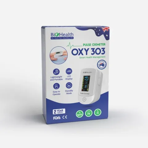Máy Đo Nồng Độ Oxy Máu & Nhịp Tim Biohealth Oxy303 - Thiết Bị Chăm Sóc Sức Khỏe Chính Xác, Đơn Giản, Không Gây Đau