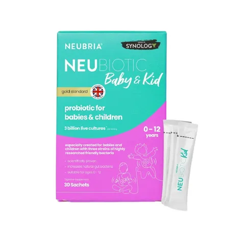 Men vi sinh Neubria Neubiotic Baby & Kid Hỗ Trợ Tiêu Hóa Cho Bé 0-12 Tuổi - Hộp 30 Gói Chất Xơ Hòa Tan, Không Gluten
