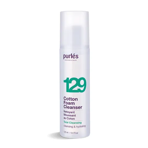 Sữa Rửa Mặt Dạng Bọt Purles 129 Cotton Foam Cleanser 125ml - Làm Sạch Dịu Nhẹ, Duy Trì Độ Ẩm, Phù Hợp Da Nhạy Cảm