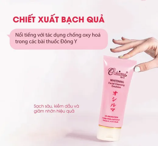 Sữa Rửa Mặt Oshirma Re-X Whitening 50ml - Sáng Da, Làm Sạch Hiệu Quả Bạch Quả, Dưỡng Ẩm Cho Mọi Loại Da