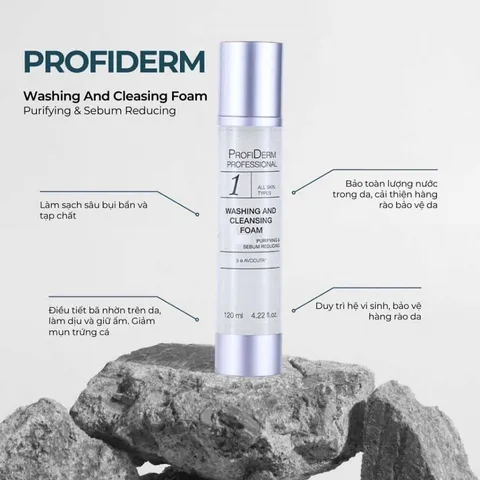 Sữa Rửa Mặt Bọt Làm Sạch Da Profiderm 120ml - Chống Mụn, Dưỡng Ẩm, Phù Hợp Mọi Loại Da