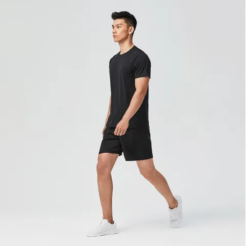 Áo Thun Thể Thao Nam Fitness 100 Decathlon Domyos - Chất Liệu Thoáng Mát, Nhanh Khô, Đen Suông Vừa, Phù Hợp Tập Gym