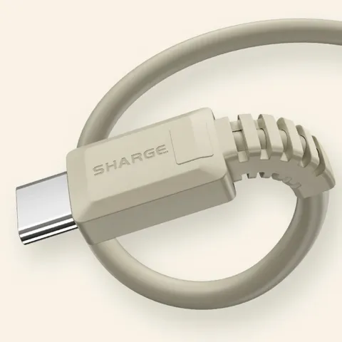 Cáp Sạc Nhanh Sharge Retro 100W Dài 1,2m - Phong Cách Cổ Điển Cho USB-C và Lightning, Thời Trang và Bền Bỉ