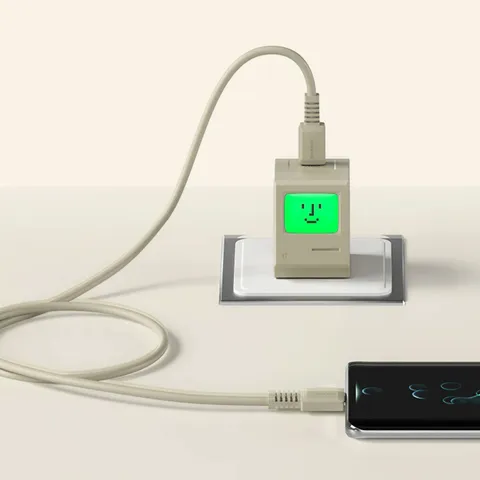 Cáp Sạc Nhanh Sharge Retro 100W Dài 1,2m - Phong Cách Cổ Điển Cho USB-C và Lightning, Thời Trang và Bền Bỉ