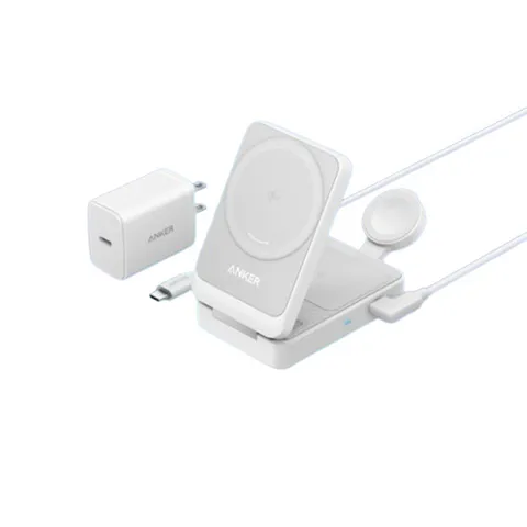 Đế Sạc Không Dây 3in1 Anker MagGo 15W A2557 - Sạc Nhanh USB-C 40W, Thiết Kế Sang Trọng, Tương Thích MagSafe, Sạc Đồng Thời 3 Thiết Bị