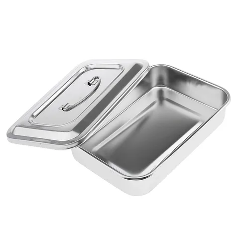 Hộp Đựng Dụng Cụ Y Tế Inox Có Nắp Đậy - Kích Thước 24cm x 16cm x 5cm, Bền Đẹp, Tiện Lợi Cho Spa, Nha Khoa, Thẩm Mỹ Viện