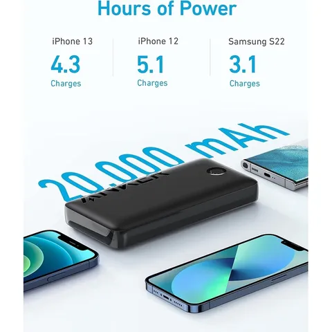 Pin Sạc Dự Phòng Anker 335 PowerCore 20K A1288 20000mAh, Sạc Nhanh PD 20W, Tương Thích Nhiều Thiết Bị, Sạc 3 Cổng USB