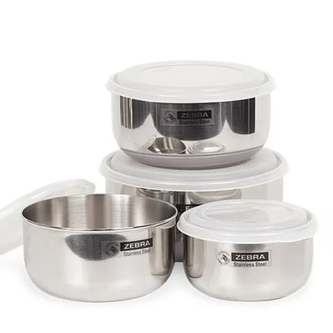 Bộ 4 Thố Inox 304 Zebra Thái Lan Có Nắp Đậy - Dụng Cụ Đựng Thực Phẩm Cao Cấp, An Toàn Sức Khỏe, Thích Hợp Cho Nấu Ăn và Trộn Salad