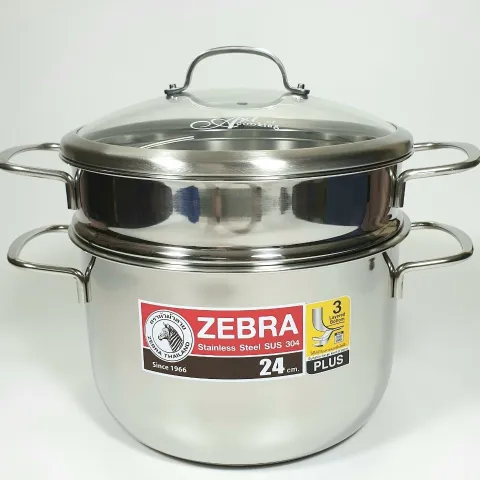 Bộ Nồi Xửng Hấp 3 Đáy Zebra Inox 304 Nắp Kính 163640 - Thiết Kế Sang Trọng, Tiện Lợi, Phù Hợp Cho Gia Đình 4-6 Người