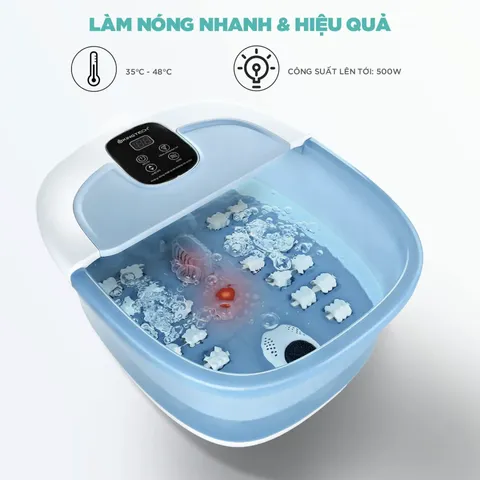 Bồn Ngâm Chân Massage KingTech BM-400 - 500W, Nhiệt Độ 35-48°C, 22 Con Lăn Massage, Thư Giãn Tại Nhà